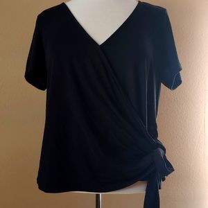 Women's Black Wraparound Blouse SZ SMALL A NEW DAY Deep V-Neck NWOT! Target